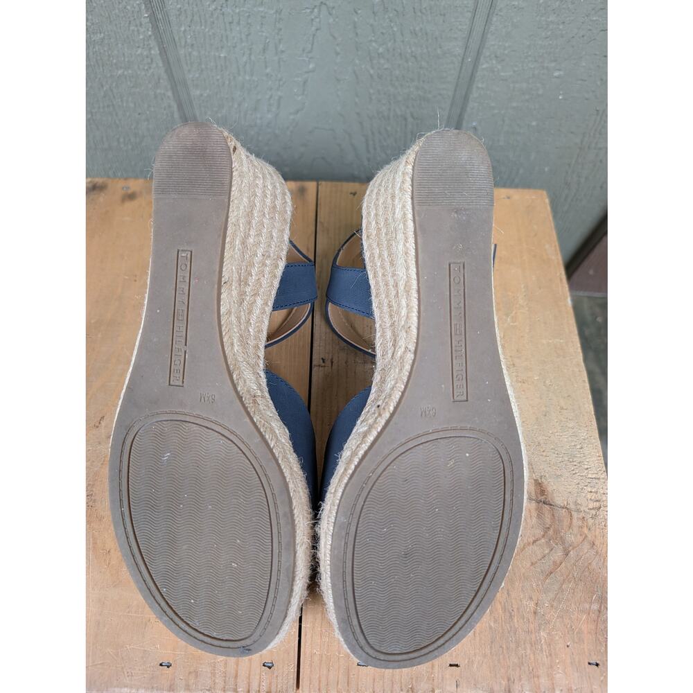 Tommy Hilfiger Gallie wedge espadrille sandals Navy Blue Size 6.5 LIKE NEW - Picture 6 of 8